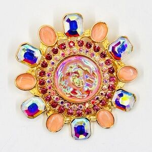 Kirk’s Folly Inspired Rose Gold-Tone Pink Iridescent Floral Statement Brooch